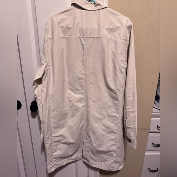 Amazon Basic Men’s Button Down Trench Coat Collar Pockets Cream Sz M - Picture 10 of 16